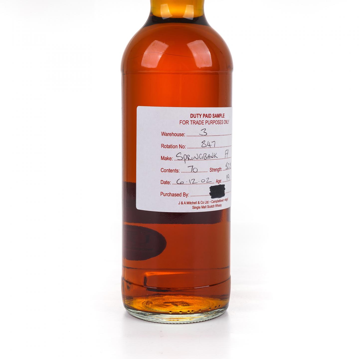 Springbank 云顶 19年 2002 完税瓶 52.8%