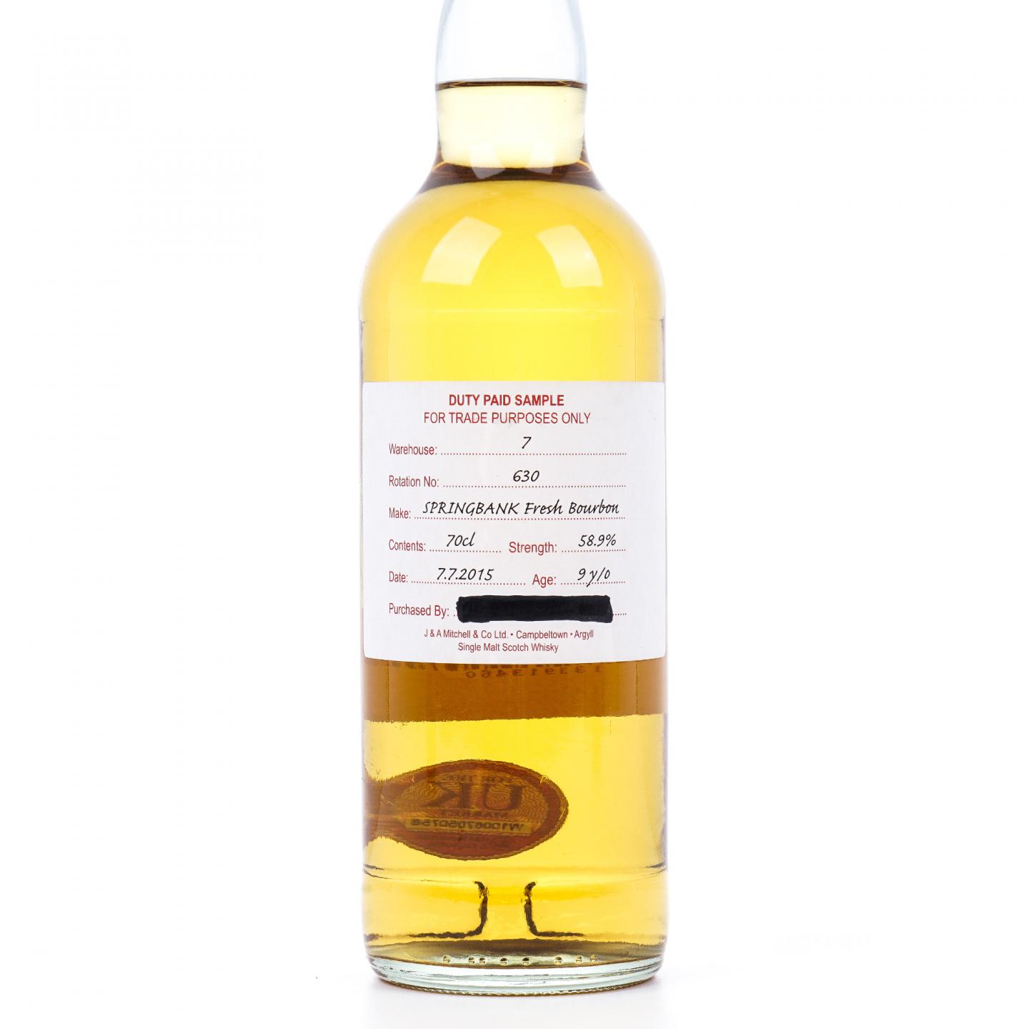 Springbank 云顶 9年 2015 完税版 58.9%vol