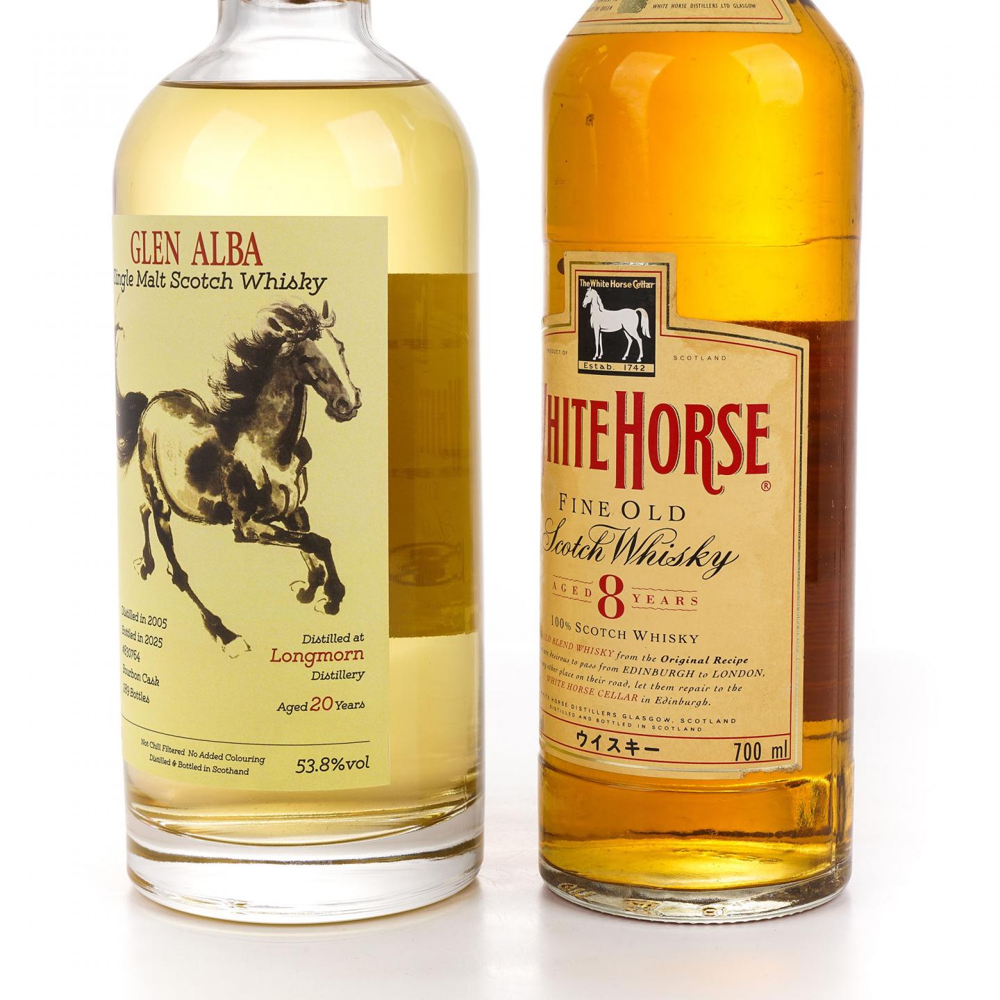 Longmorn 朗摩 20年 2005 一马当先/White Horse 白马 8年 2瓶组