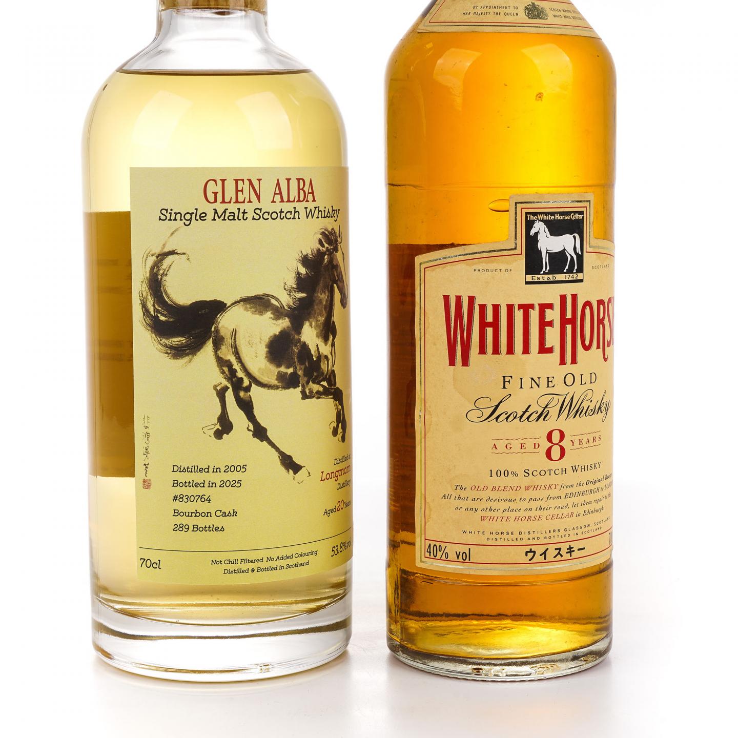 Longmorn 朗摩 20年 2005 一马当先/White Horse 白马 8年 2瓶组