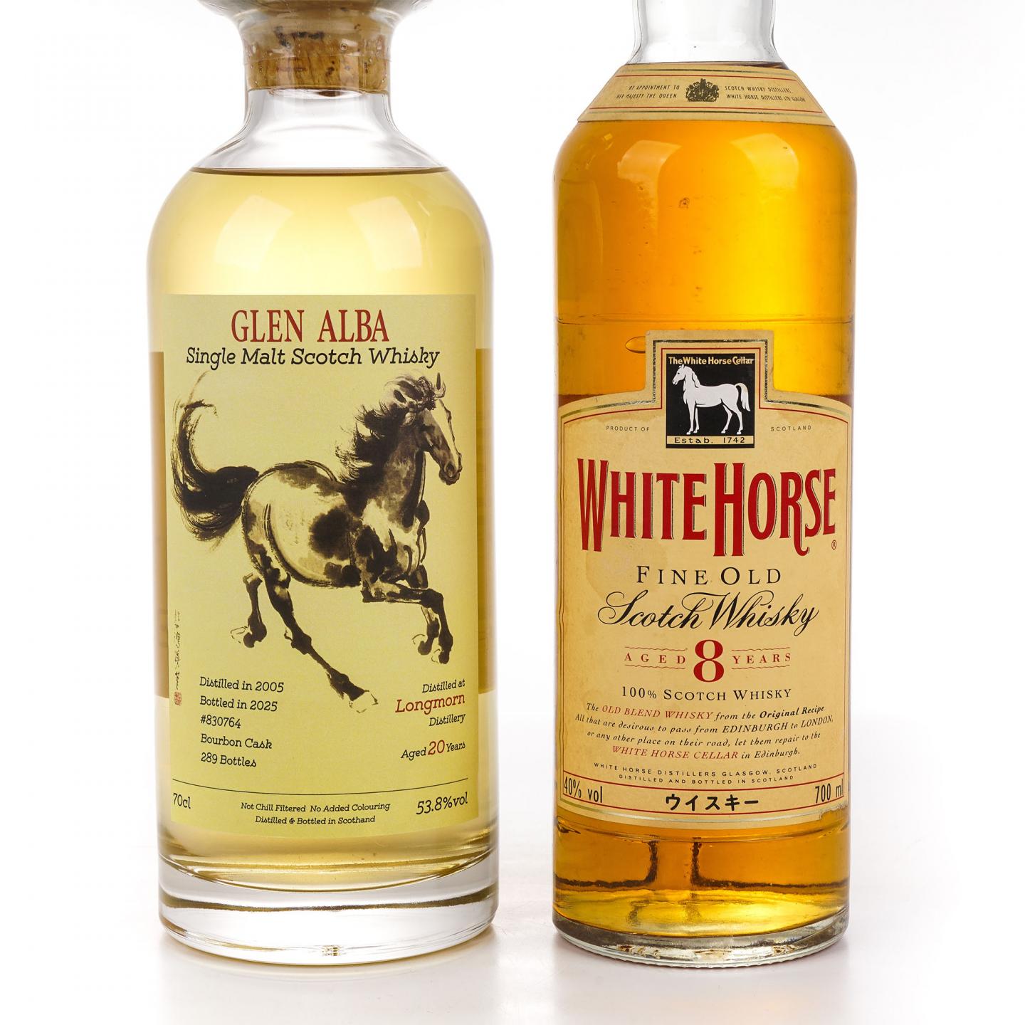 Longmorn 朗摩 20年 2005 一马当先/White Horse 白马 8年 2瓶组