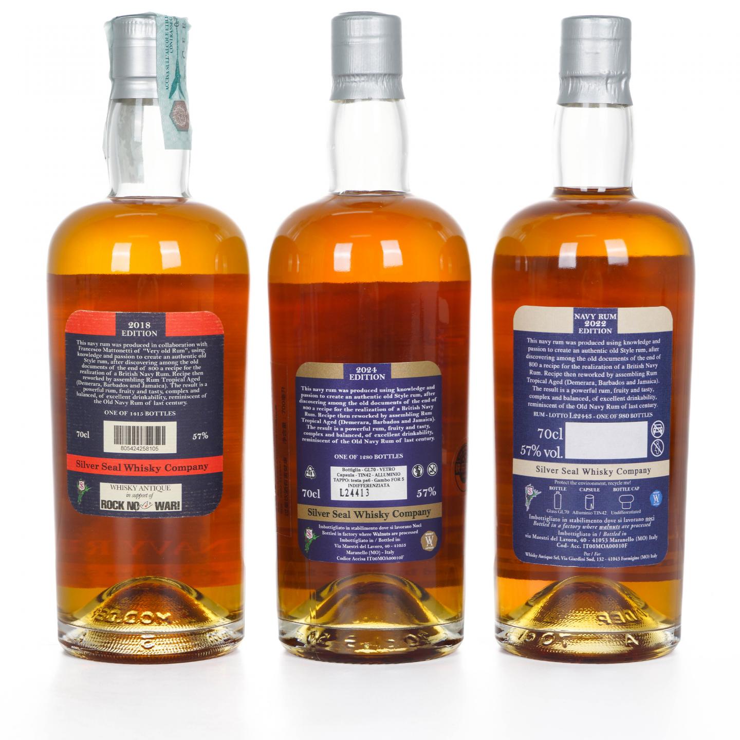 Old Navy Rum 2018/2022/2024 Silver Seal 老海军朗姆酒 3支组