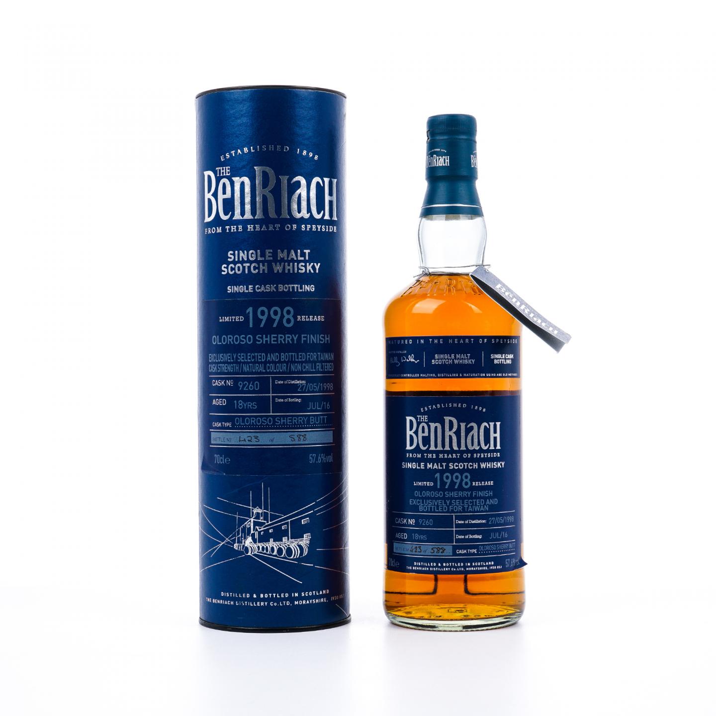 BenRiach 本利亚克 18年 1998-2016 雪莉单桶后熟 #9260