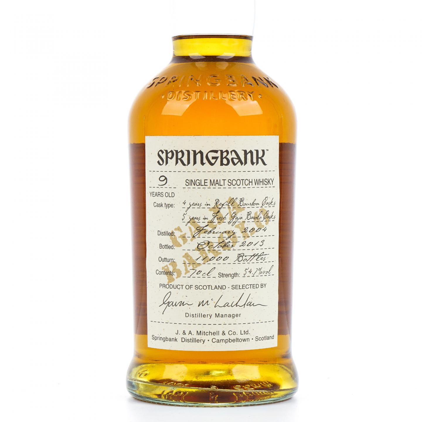 Springbank 云顶 9年 2004-2013 Gaja Barolo风味桶