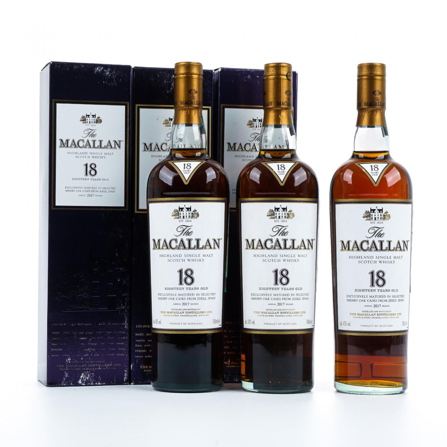 Macallan 麦卡伦 18年 2017 雪莉桶 3支组