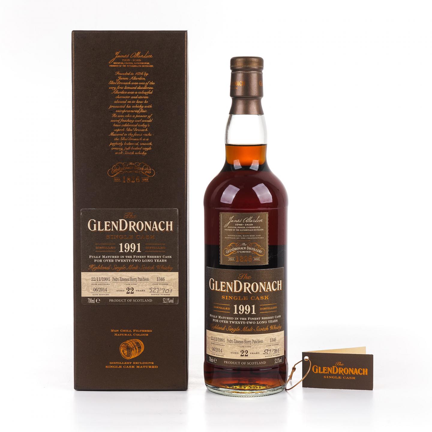 Glendronach 格兰多纳 22年 1991-2014 雪莉单桶#1346