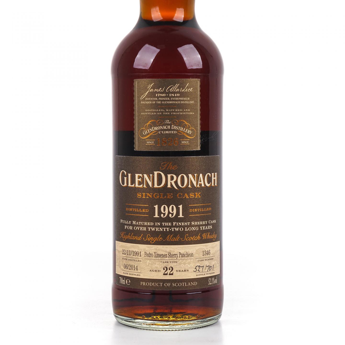 Glendronach 格兰多纳 22年 1991-2014 雪莉单桶#1346