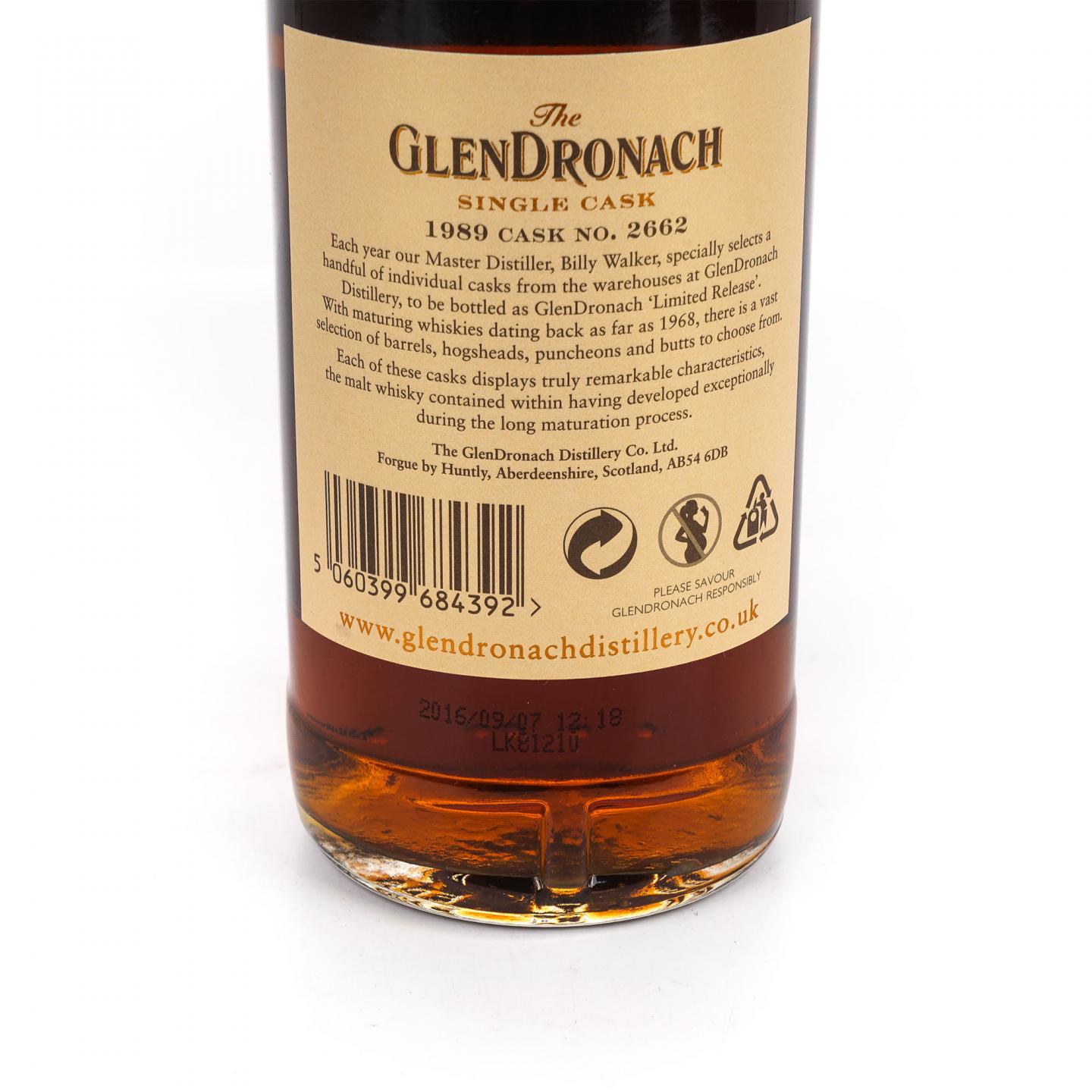 Glendronach 格兰多纳 26年 1989-2016 雪莉单桶#2662 54.8%