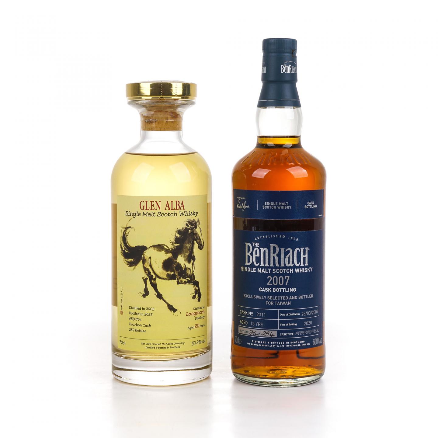 Longmorn 朗摩 20年 2005 一马当先/BenRiach 本利亚克 13年 2007 2瓶组