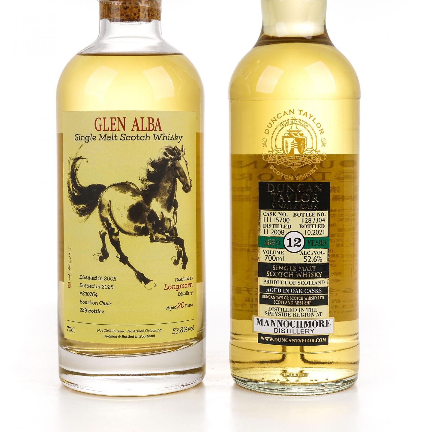 Longmorn 朗摩 20年 2005 一马当先/曼洛克摩 12年 2008 2瓶组