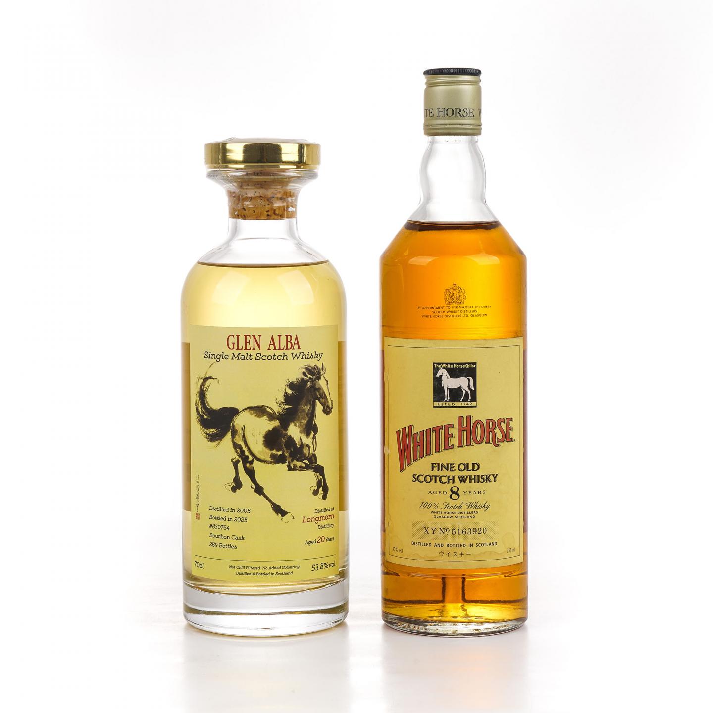 Longmorn 朗摩 20年 2005 一马当先/White Horse 白马 8年 2瓶组 700ml+750ml