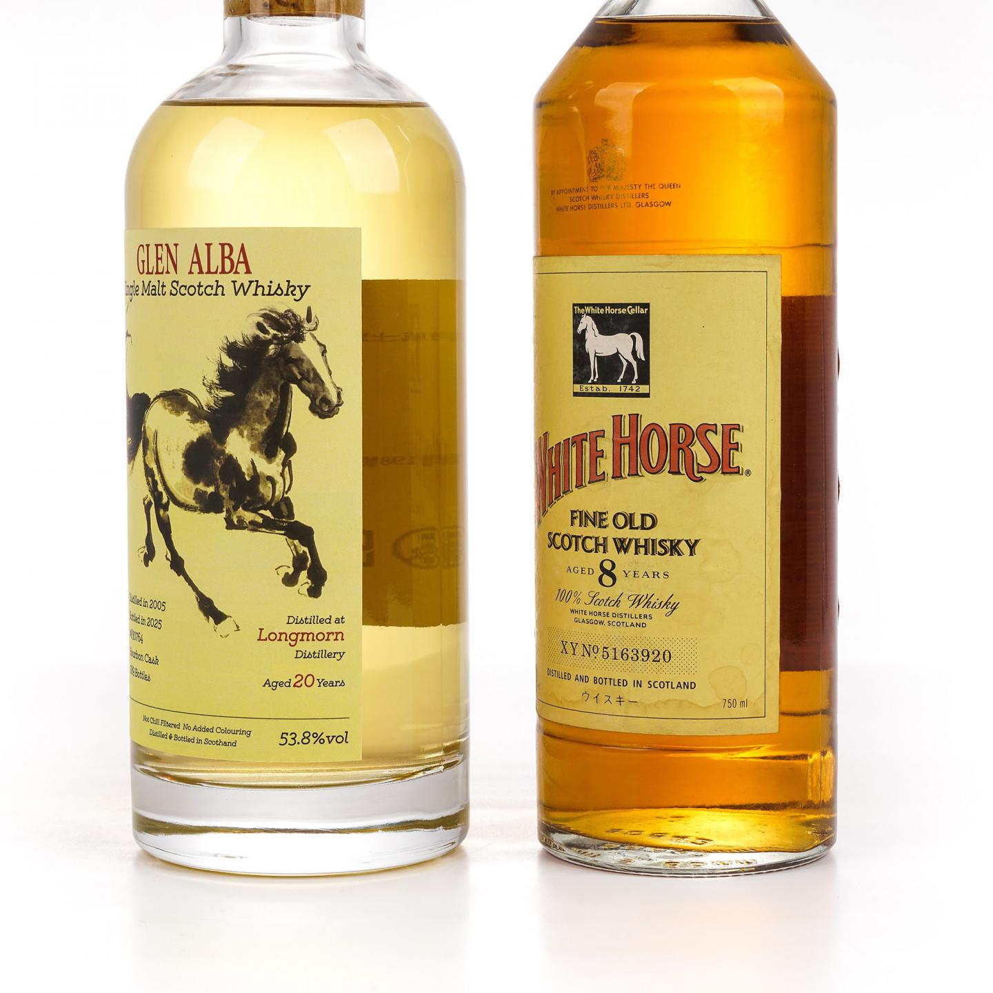 Longmorn 朗摩 20年 2005 一马当先/White Horse 白马 8年 2瓶组 700ml+750ml