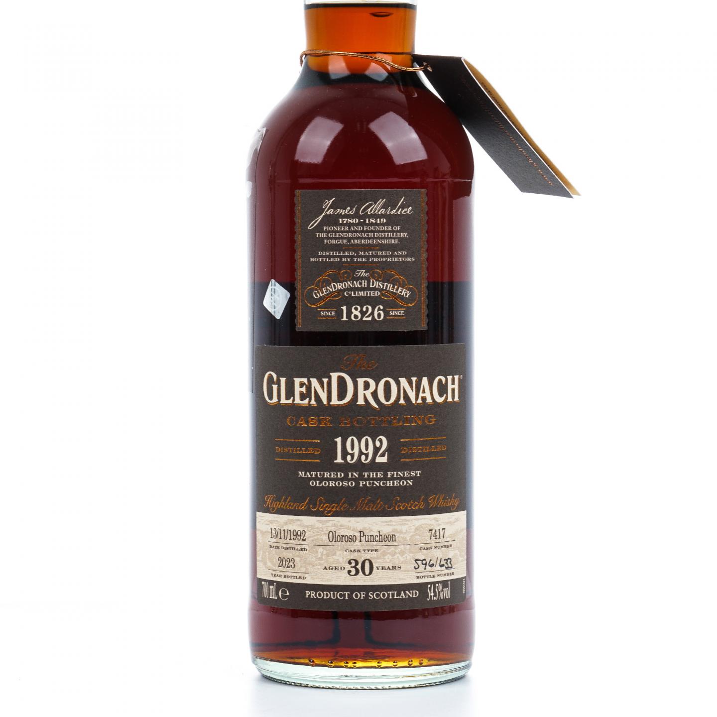 Glendronach 格兰多纳 30年 1992-2023 雪莉桶#7417 瓶码596