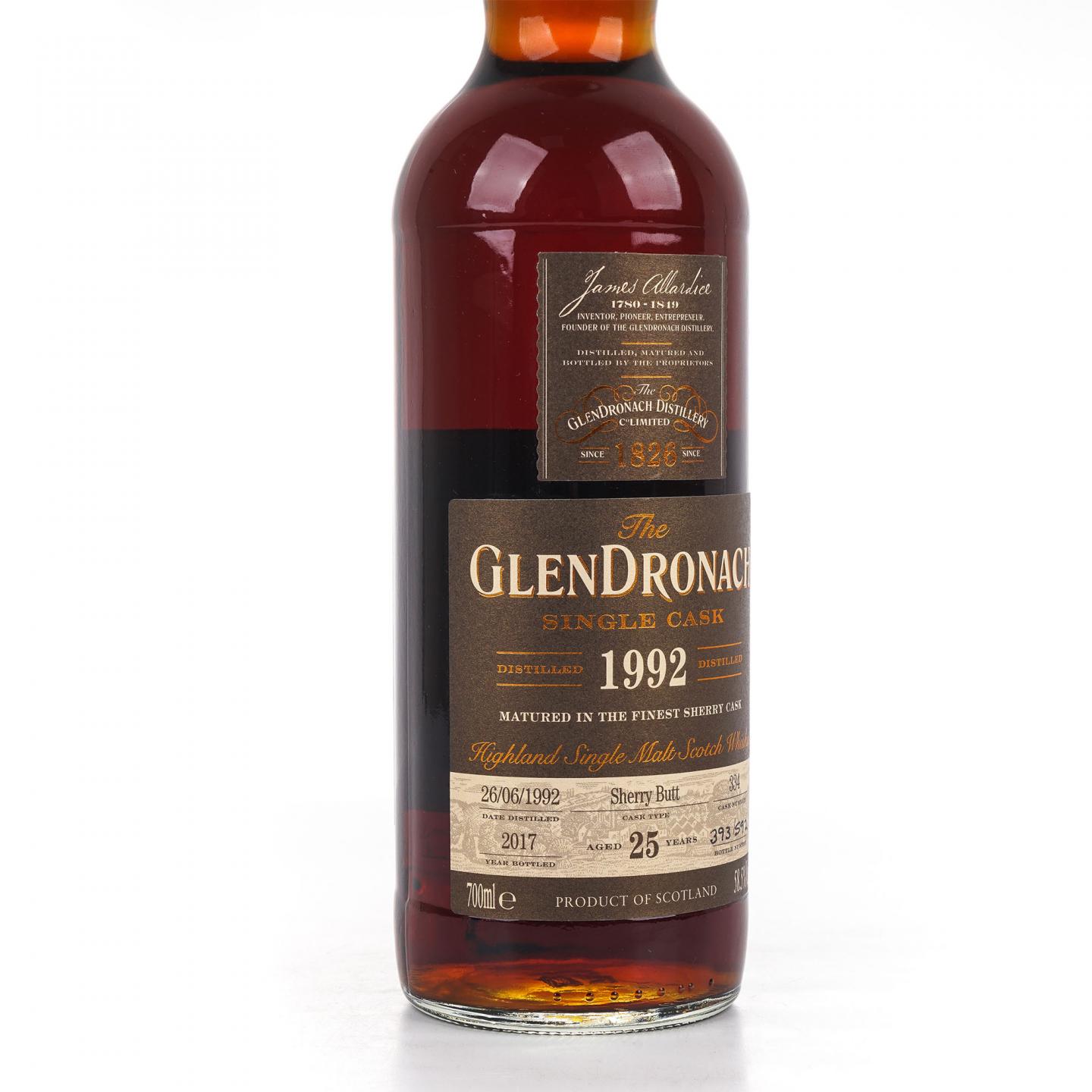 Glendronach 格兰多纳 25年 1992-2017 雪莉单桶#334