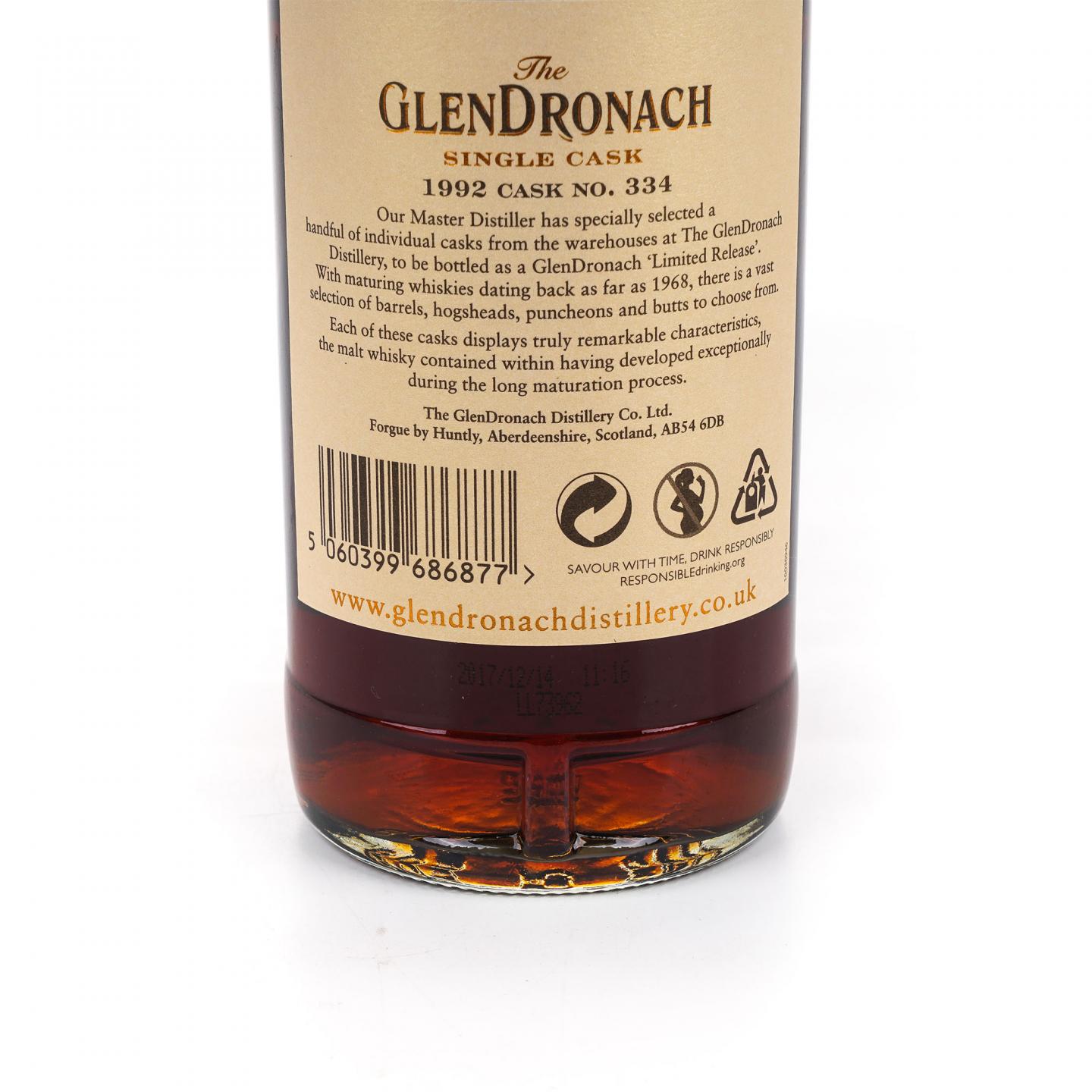 Glendronach 格兰多纳 25年 1992-2017 雪莉单桶#334