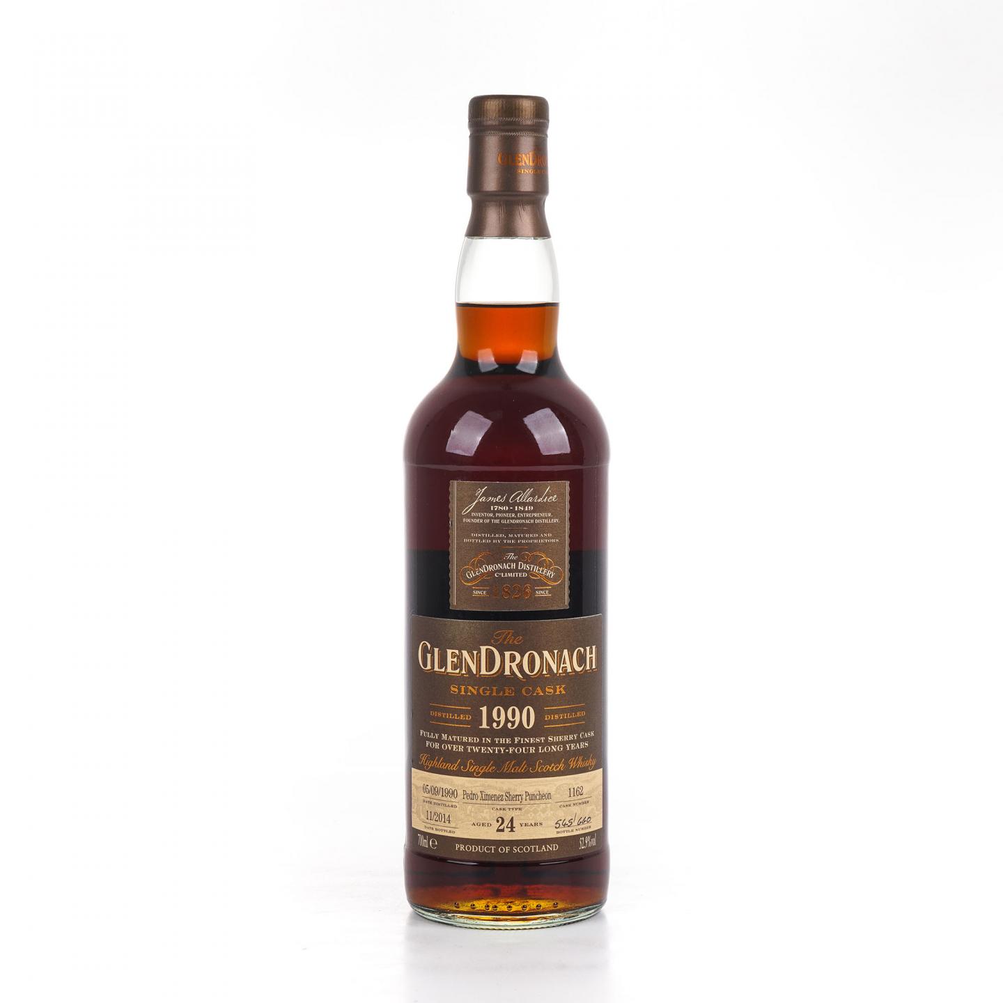 Glendronach 格兰多纳 24年 1990-2014 雪莉单桶#1162