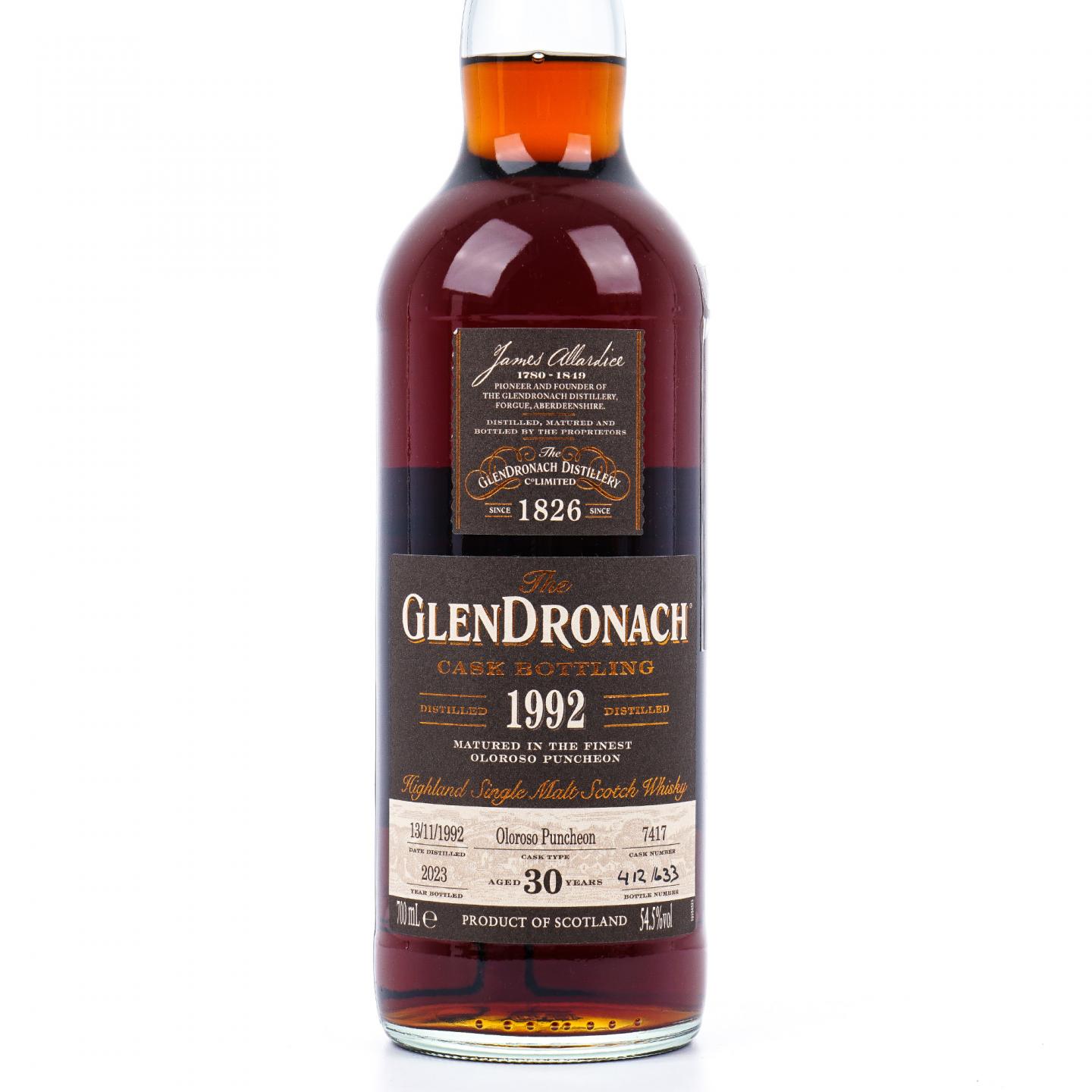 Glendronach 格兰多纳 30年 1992-2023 雪莉桶#7417 54.5%