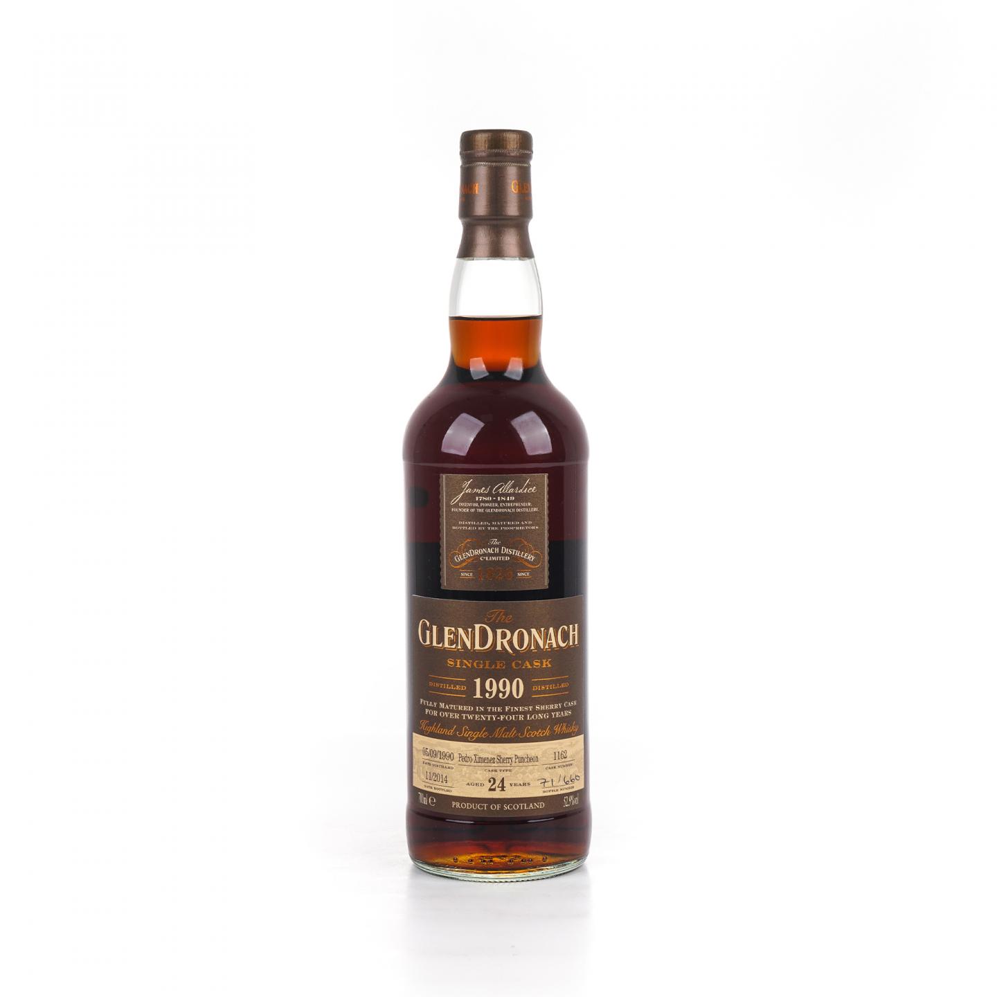 Glendronach 格兰多纳 24年 1990-2014 雪莉单桶#1162 52.9%