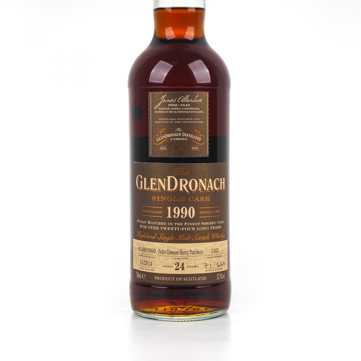 Glendronach 格兰多纳 24年 1990-2014 雪莉单桶#1162 52.9%