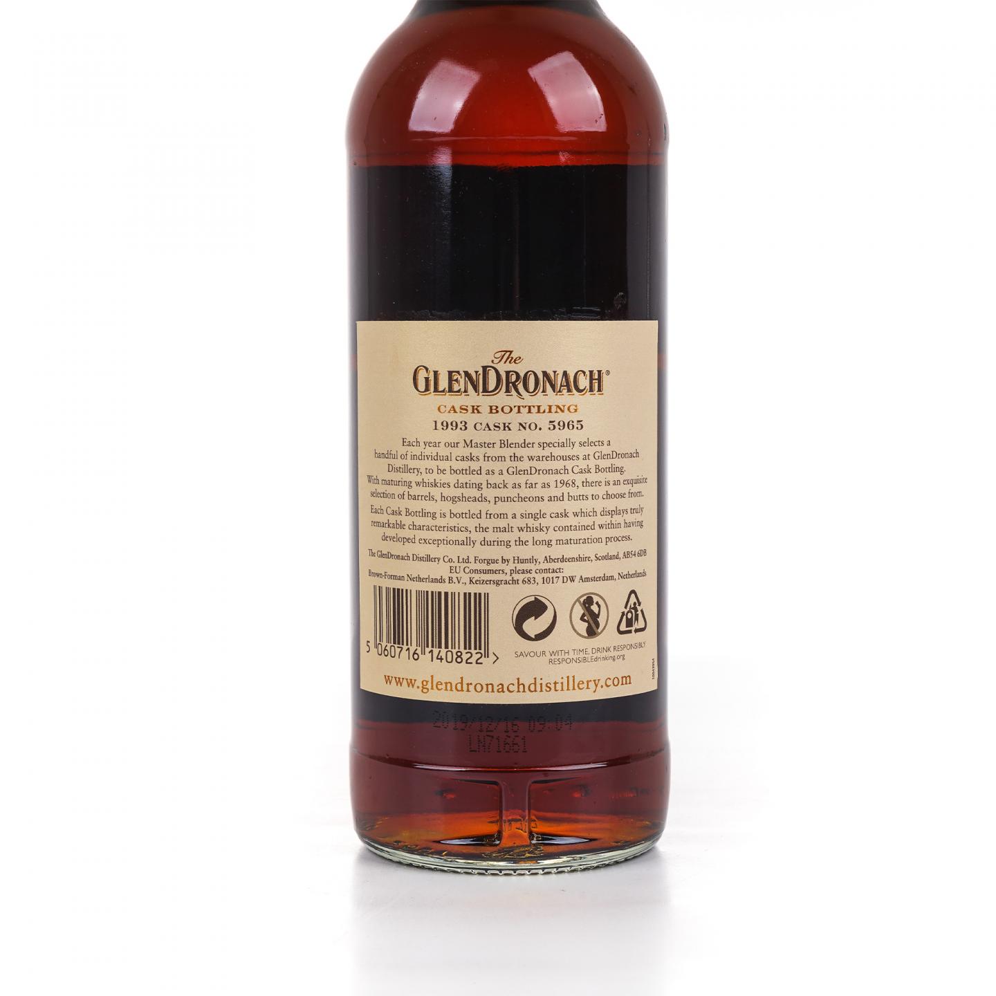 Glendronach 格兰多纳 26年 1993-2019 丹麦限定 雪莉桶#5965