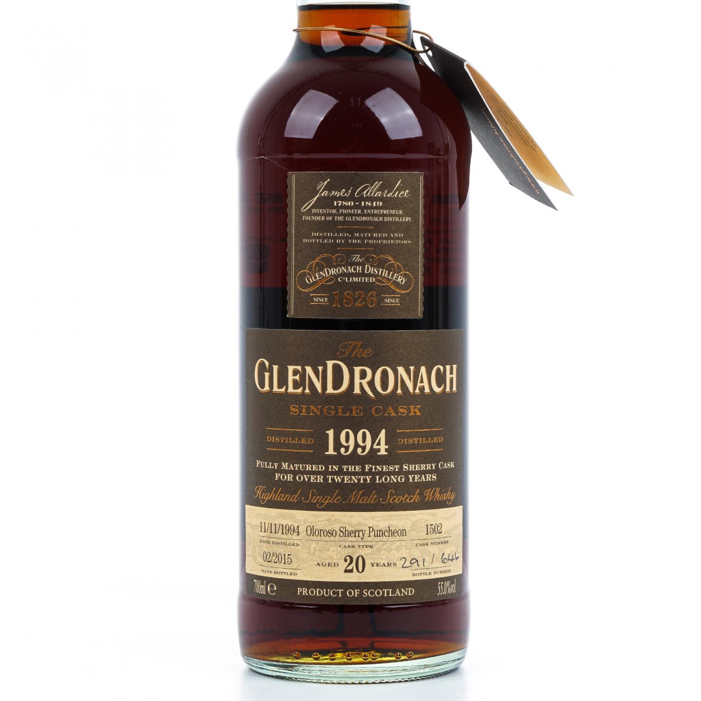 Glendronach 格兰多纳 20年 1994-2015 雪莉桶#1502 非原盒