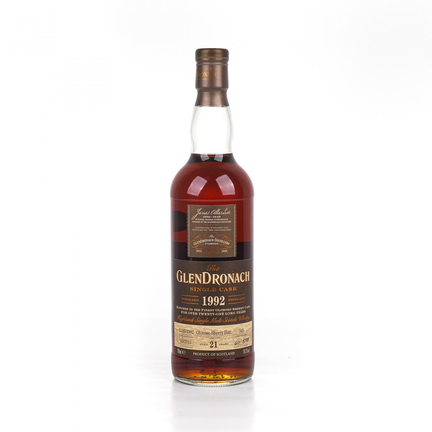 Glendronach 格兰多纳 21年 1992-2013 雪莉单桶#145