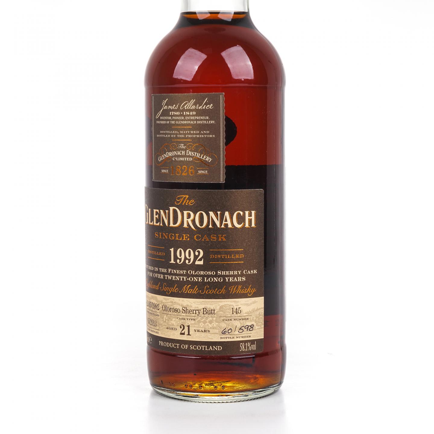 Glendronach 格兰多纳 21年 1992-2013 雪莉单桶#145