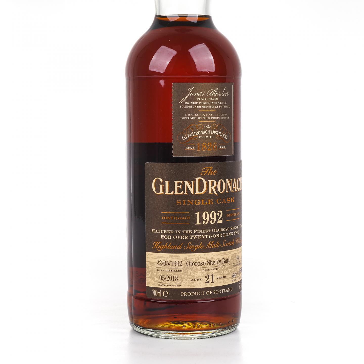 Glendronach 格兰多纳 21年 1992-2013 雪莉单桶#145