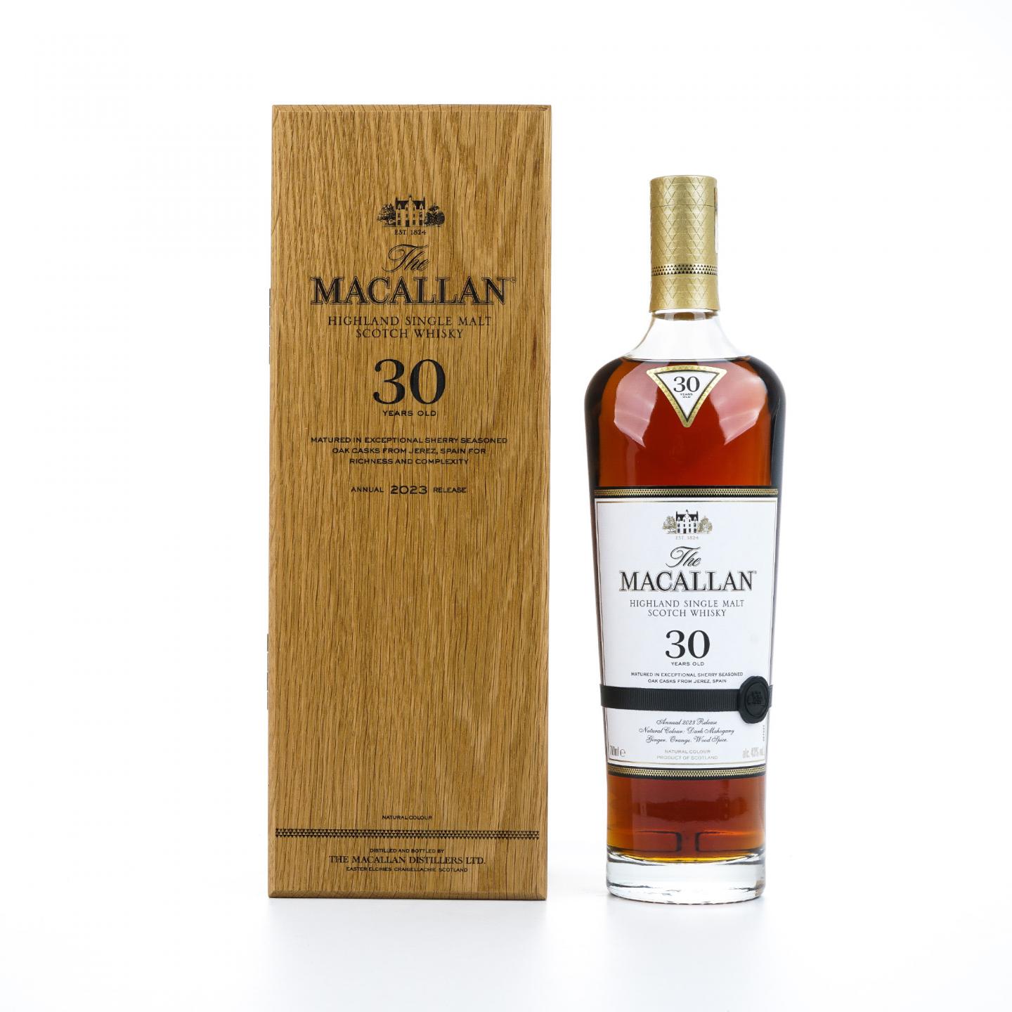 【附X光图】Macallan 麦卡伦 30年 2023 黑腰带 雪莉桶 木礼盒