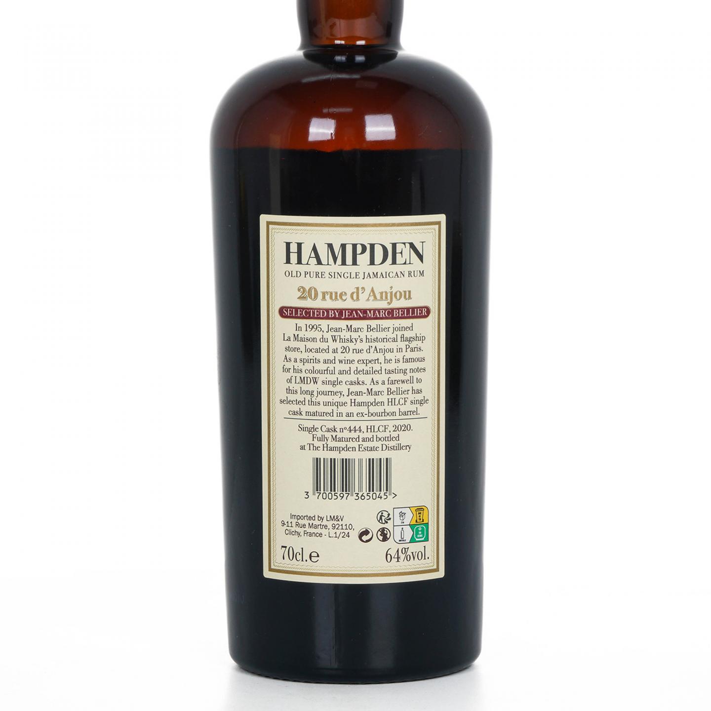 Hampden Estate 汉普登庄园 20 rue d'Anjou 2020 单桶#444 朗姆酒