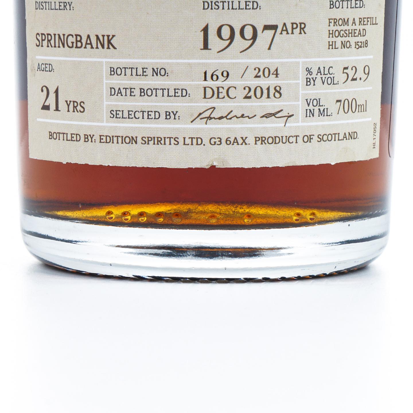Springbank 云顶 21年 1997-2018 ED 首席作家