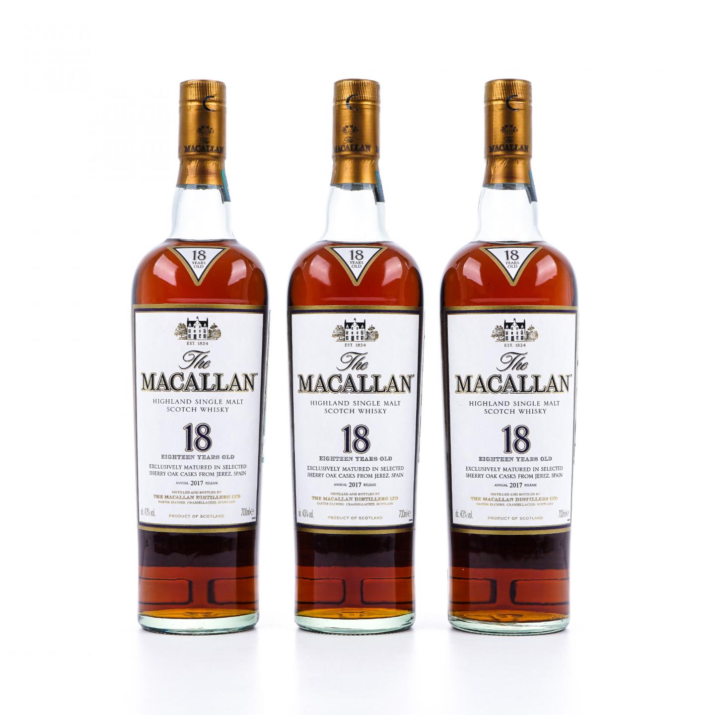 Macallan 麦卡伦 18年 2017 雪莉桶 3支组