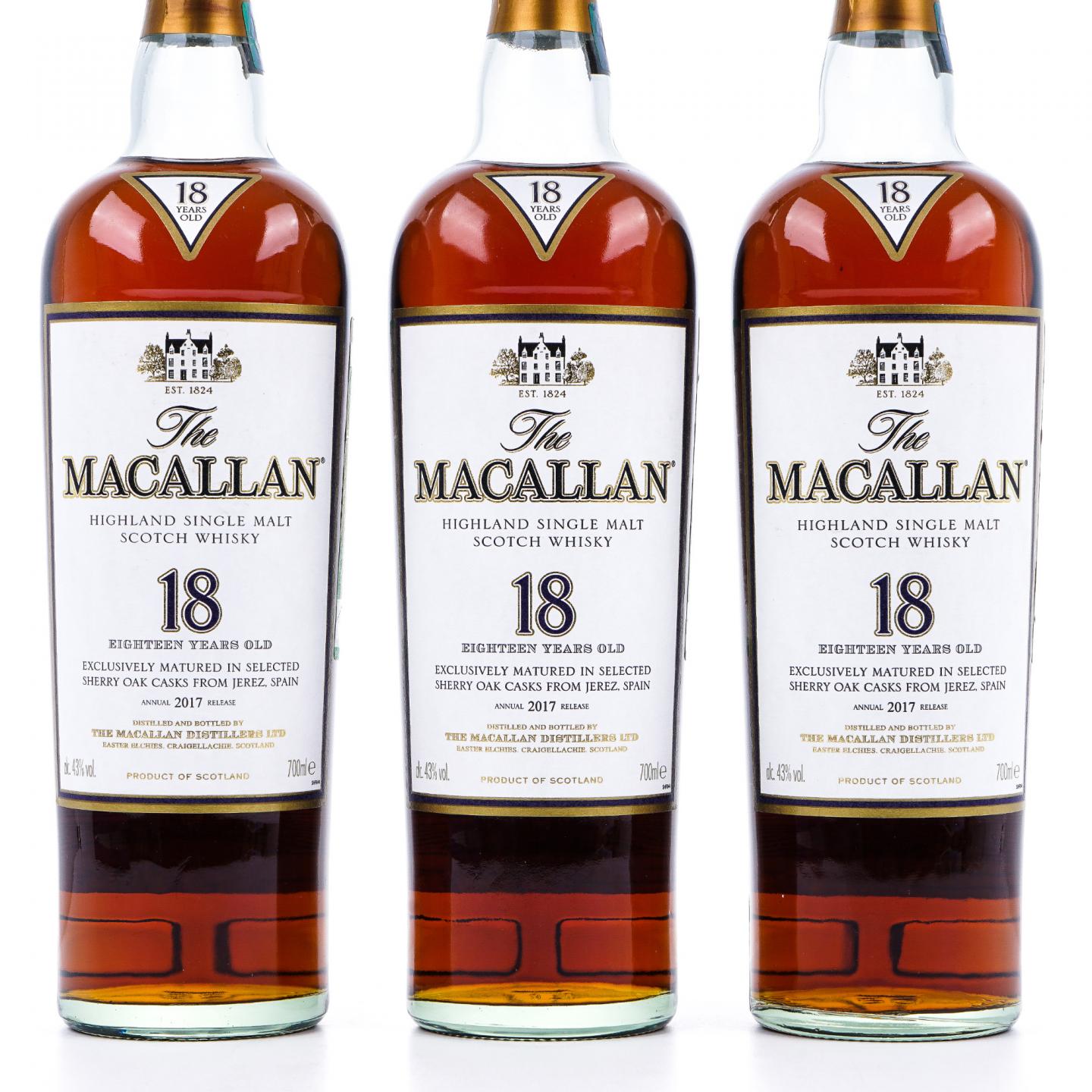 Macallan 麦卡伦 18年 2017 雪莉桶 3支组