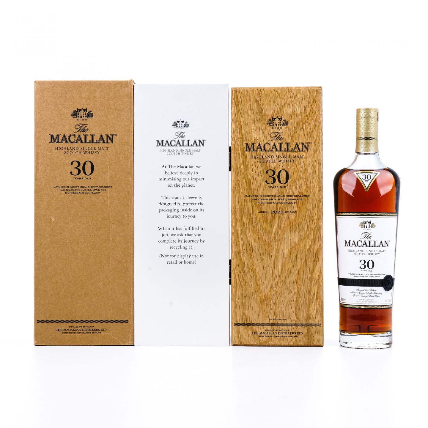 【附X光图】Macallan 麦卡伦 30年 2023 黑腰带 雪莉桶 木礼盒 43%
