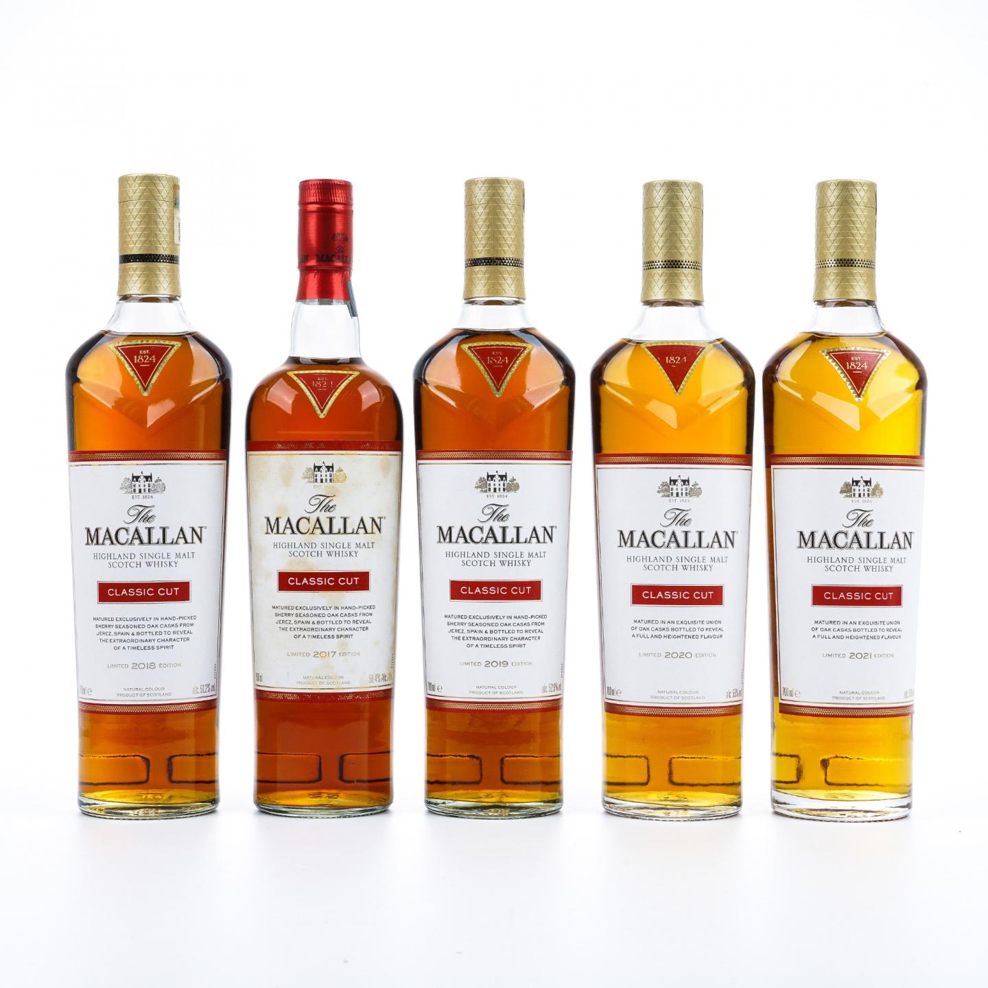 【附X光图】Macallan 麦卡伦 Classic Cut 2017-2021 精粹 5瓶组