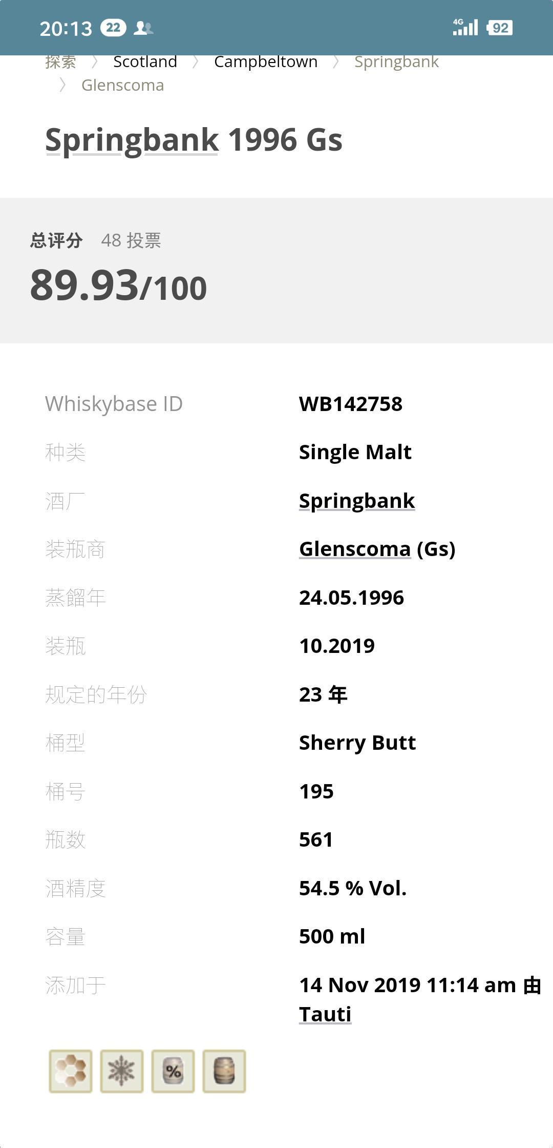 springbank云顶 23年单桶（1996-2019）!!