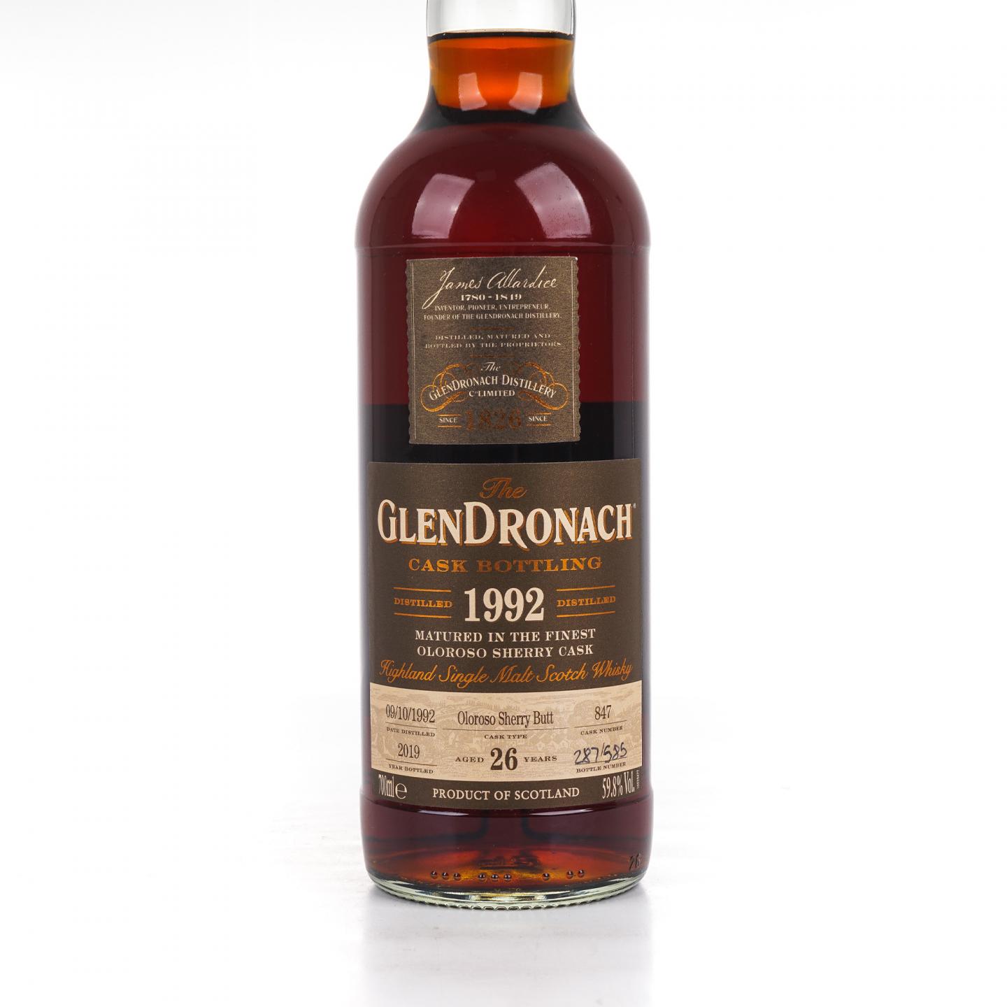 Glendronach 格兰多纳 26年 1992-2019 雪莉桶#847