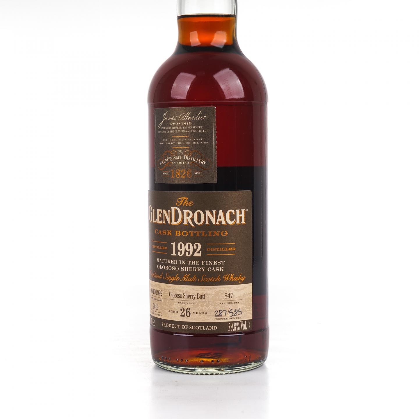 Glendronach 格兰多纳 26年 1992-2019 雪莉桶#847