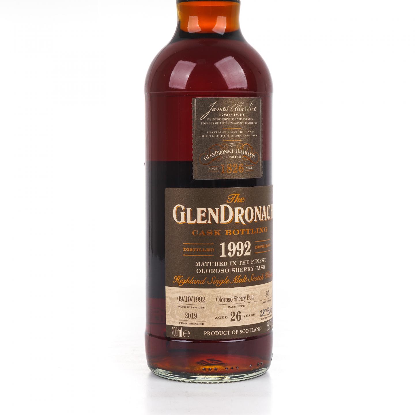 Glendronach 格兰多纳 26年 1992-2019 雪莉桶#847