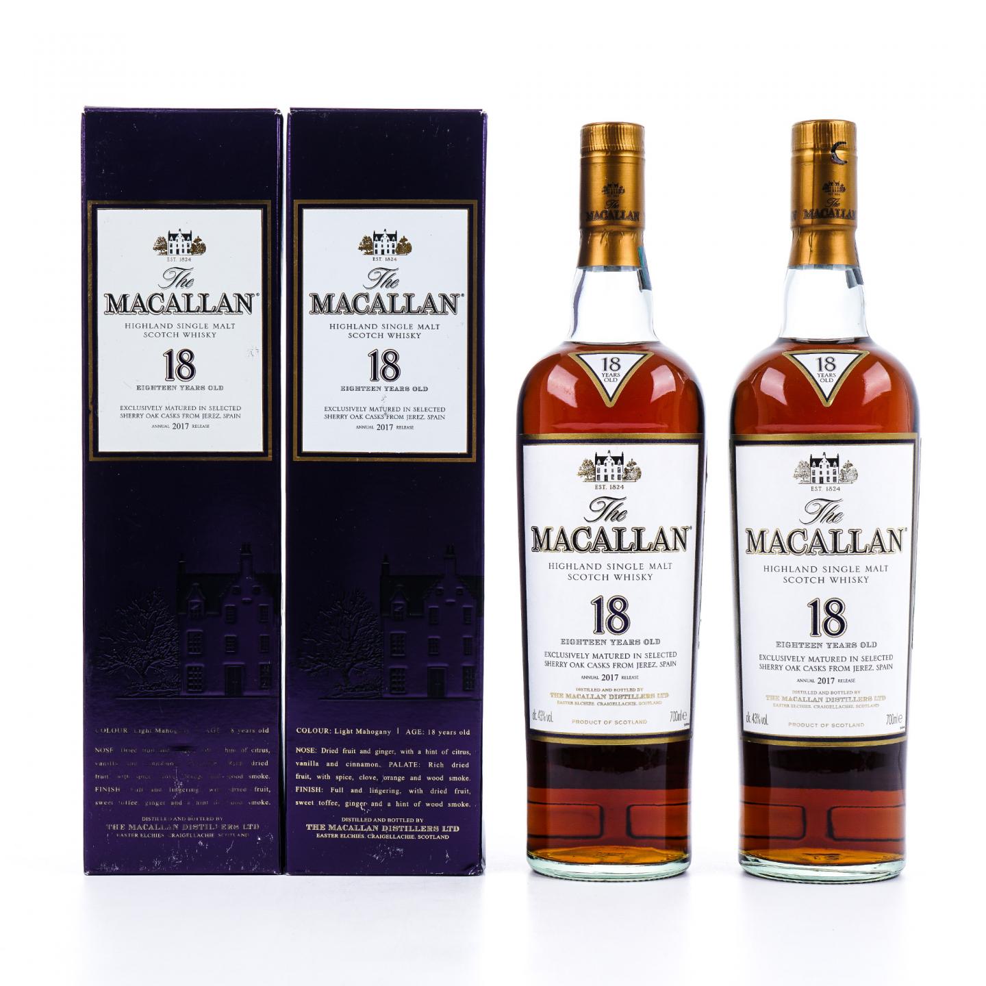 Macallan 麦卡伦 18年 2017 雪莉桶 2支组*700ml