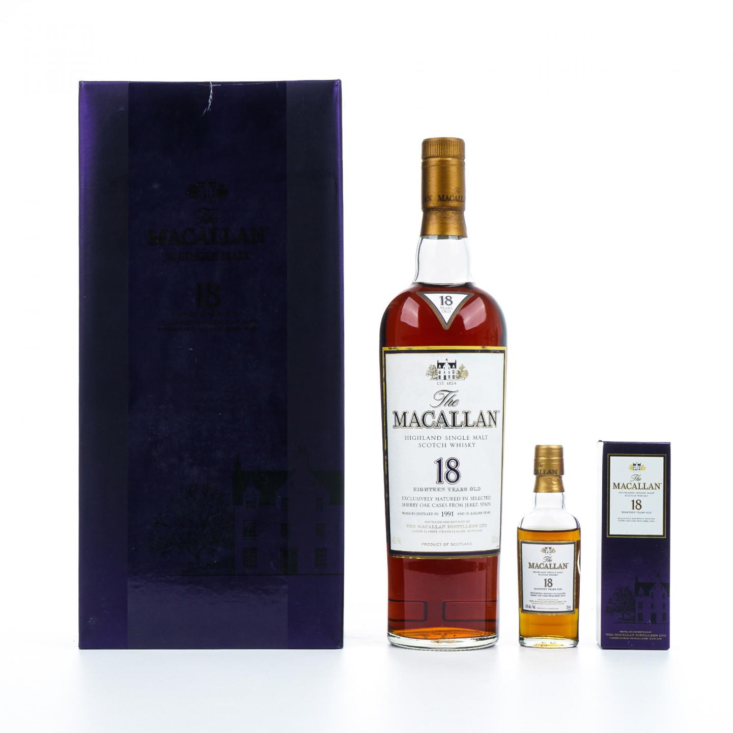 Macallan 麦卡伦 18年 1991 雪莉桶 2瓶组 700ml 附一支50ml酒版