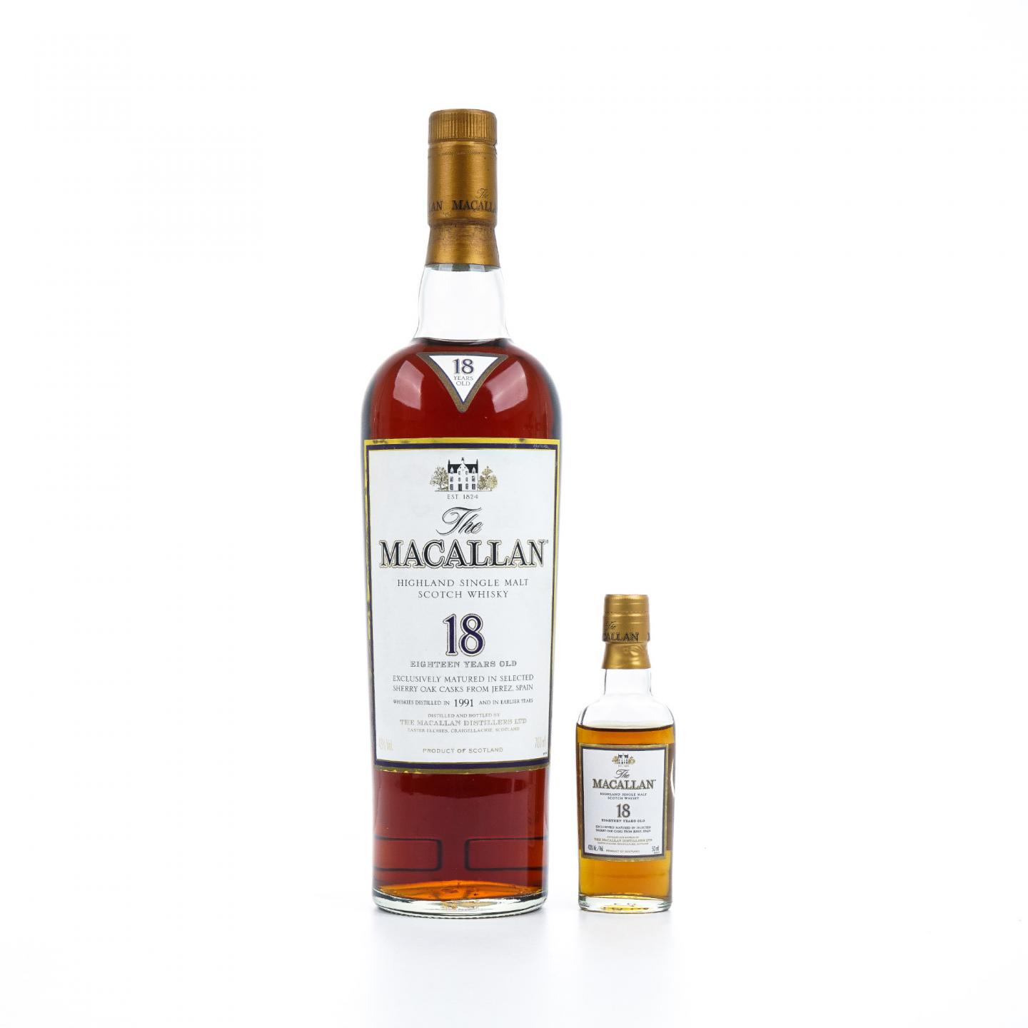 Macallan 麦卡伦 18年 1991 雪莉桶 2瓶组 700ml 附一支50ml酒版