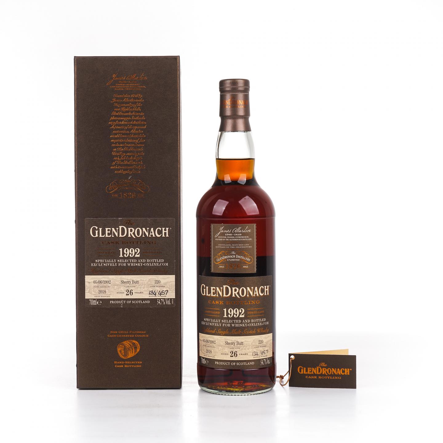 Glendronach 格兰多纳 26年 1992-2018 雪莉桶#220 54.7%Vol.