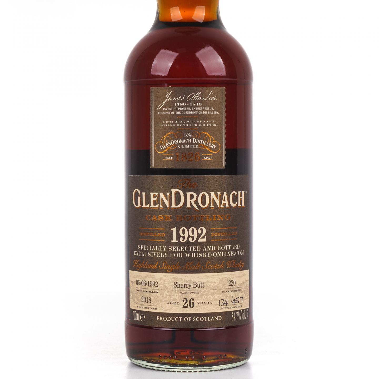 Glendronach 格兰多纳 26年 1992-2018 雪莉桶#220 54.7%Vol.