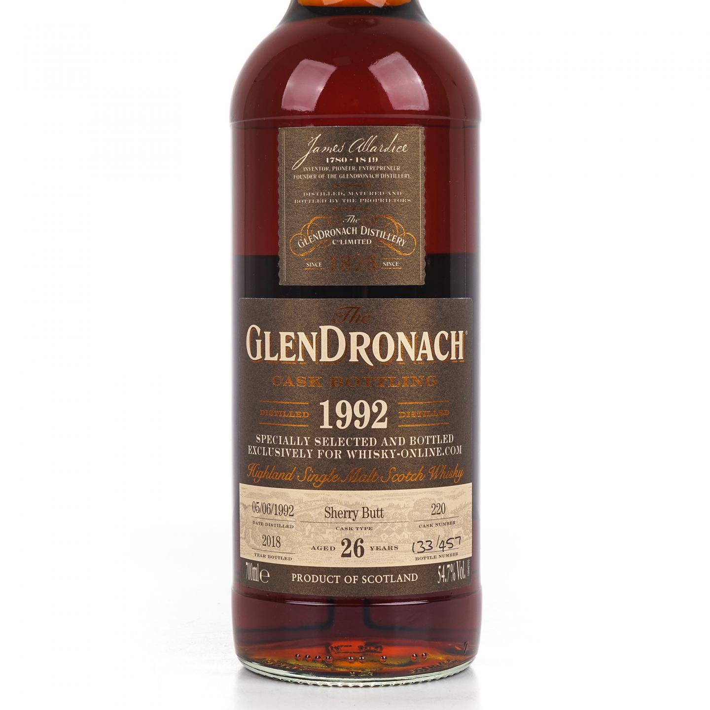Glendronach 格兰多纳 26年 1992-2018 雪莉桶#220 700ml