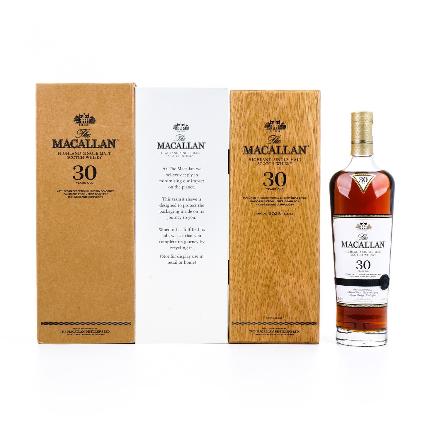 【附X光图】Macallan 麦卡伦 30年 2023 黑腰带 雪莉桶 木礼盒 700ml