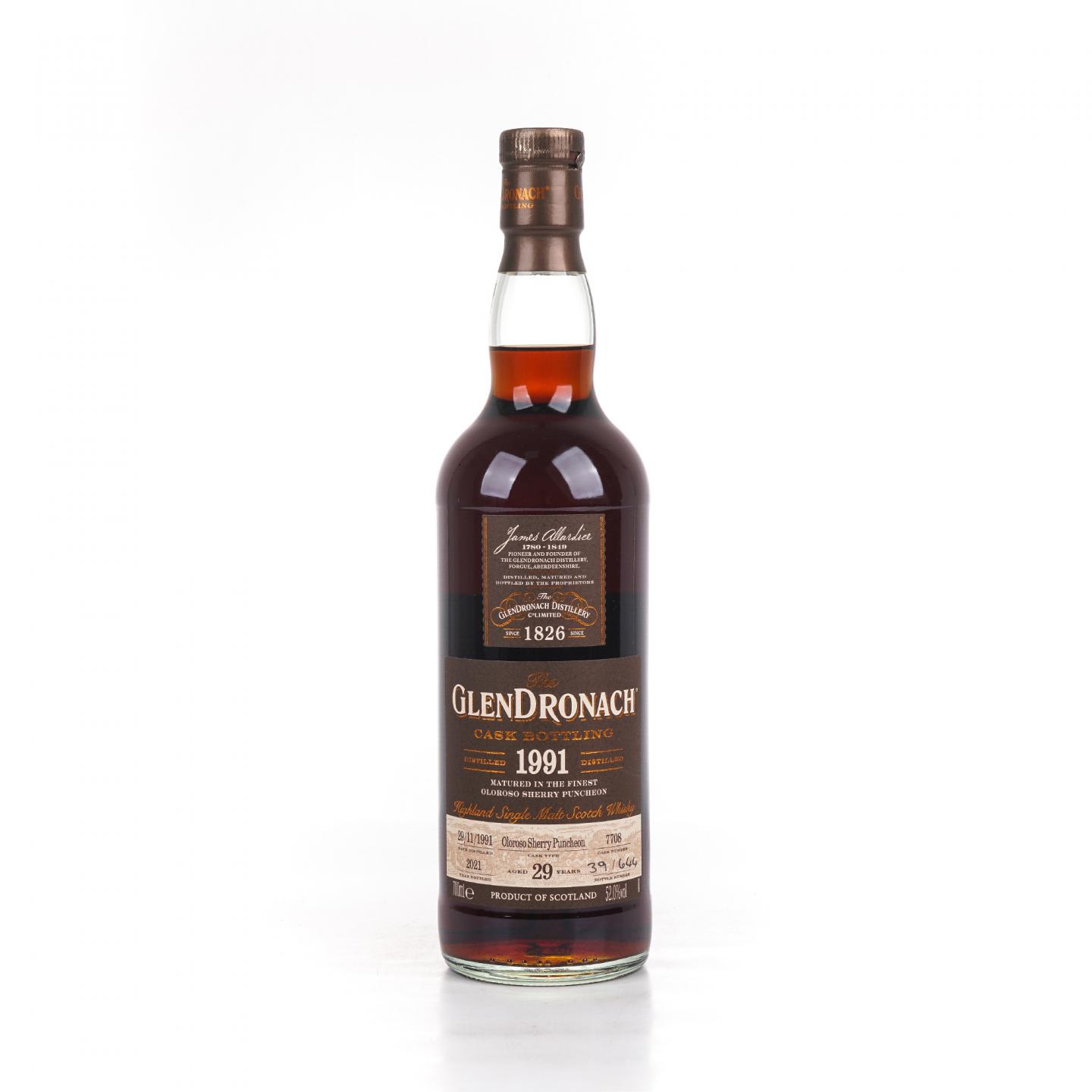 Glendronach 格兰多纳 29年 1991-2021 雪莉桶#7708 瓶码39