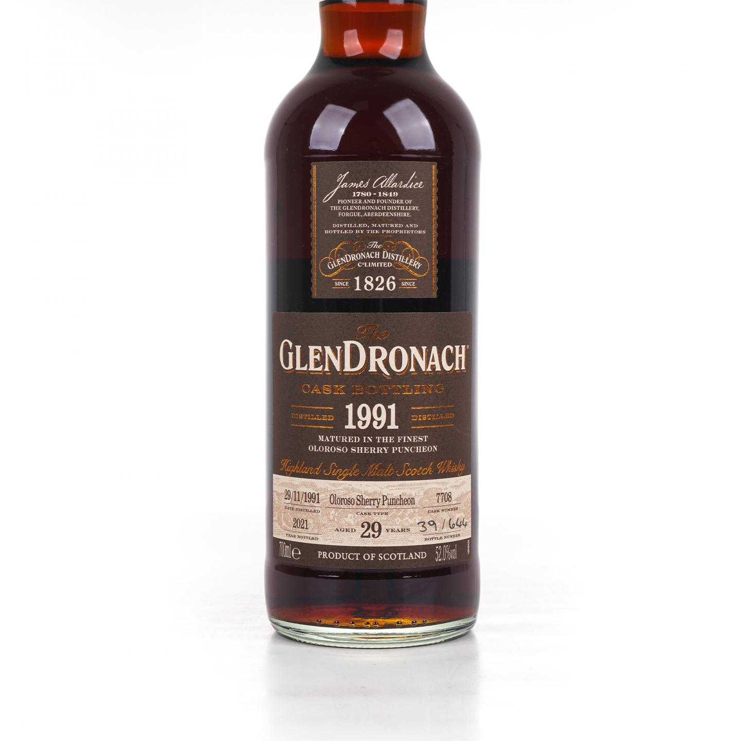 Glendronach 格兰多纳 29年 1991-2021 雪莉桶#7708 瓶码39