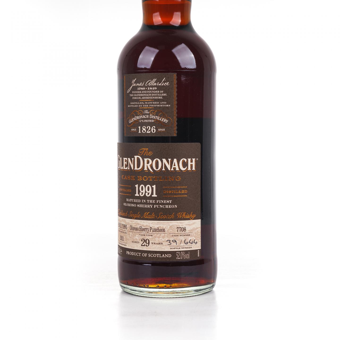 Glendronach 格兰多纳 29年 1991-2021 雪莉桶#7708 瓶码39