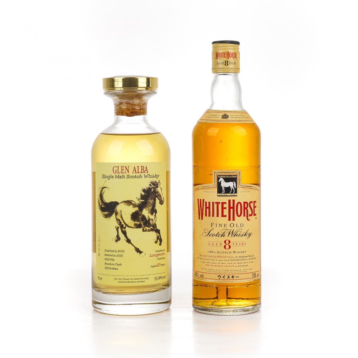 Longmorn 朗摩 20年 2005 一马当先/White Horse 白马 8年 2瓶组